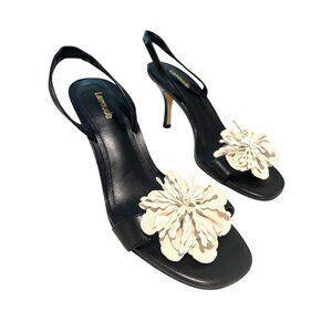 Larroude Hibiscus Slingback Sandal Heels Sz 7.5 NEW